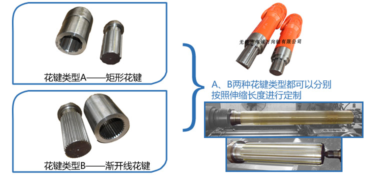 按花键类型和伸缩长度定制 按花键类型和伸缩长度定制